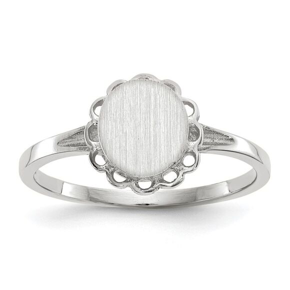 Kazi Luxury 14k White Gold 7.0x6.5mm Open Back Signet Ring
